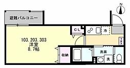 ベイルーム矢向リベルテ 1Kの間取図画像