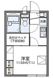 レオパレスプランドール 1階1Kの間取り