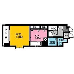 コンフォート博多 1DKの間取図画像