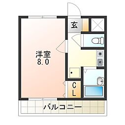 トレイズ2 1Kの間取図画像