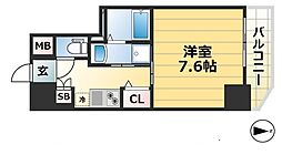 レジデンス三宮東グルーブ 8階1Kの間取り