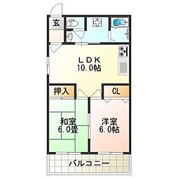 メゾン・リリス 2階2LDKの間取り