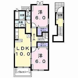 アイビーヒルズ2 2LDKの間取図画像