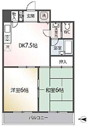モアウイング 2DKの間取図画像