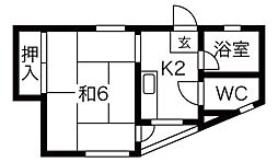 アイビル多摩 3階1Kの間取り