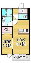 ＣＳ津福 203 ｜ 福岡県久留米市津福今町166-1（賃貸アパート1LDK・2階・33.63㎡） その2