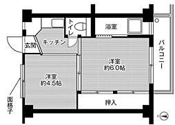 ビレッジハウス小中台4 2Kの間取図画像