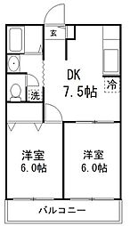 メゾン・ナカムラ5 2DKの間取図画像
