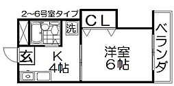 桜町ハイツ 1Kの間取図画像
