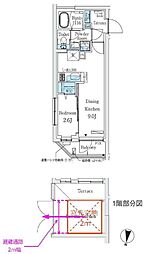 プライムブリス中野富士見町II 1LDKの間取図画像