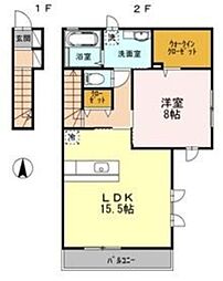 西武新宿線 井荻駅 徒歩12分の賃貸アパート 2階1LDKの間取り
