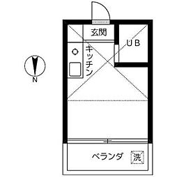 第五紀州ハイツ ワンルームの間取図画像