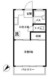 中沢ビル 1Kの間取図画像