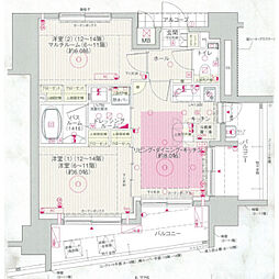 エステムプラザ飯田橋タワーレジデンス 2LDKの間取図画像