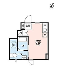 フェリオ小田急相模原 ワンルームの間取図画像