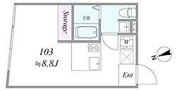 the trias tachiaigawa 1DKの間取図画像