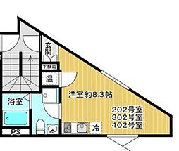 アンソレイエ平和台 ワンルームの間取図画像