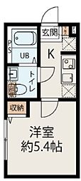 SAIL千住大橋 1Kの間取図画像