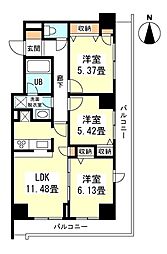 ヒルトップ中野 3LDKの間取図画像