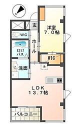 ユニヴァリィ中百舌鳥 1LDKの間取図画像