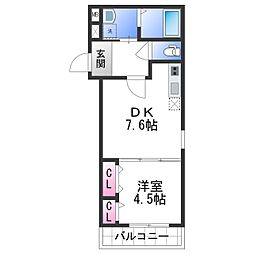 フジパレス和歌山元寺町I番館 1DKの間取図画像