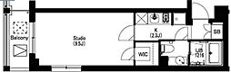 エスティメゾン武蔵小山2 1Kの間取図画像