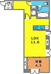 パラシオ御影 1LDKの間取図画像