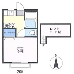 フォレストハウス 1Kの間取図画像