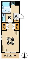 フリージア南野 1Kの間取図画像