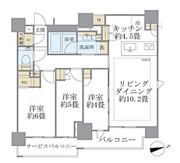 Brillia早稲田鶴巻町 3LDKの間取図画像