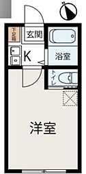 ブルーメアライ109 1Kの間取図画像