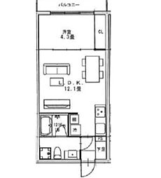 クリフビレッジA棟 1LDKの間取図画像
