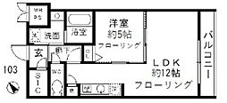 ファインクレスト入谷 1LDKの間取図画像