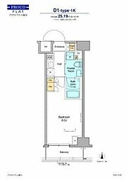 プラウドフラット菊川 1Kの間取図画像