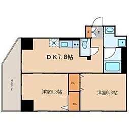 Papillon 2DKの間取図画像