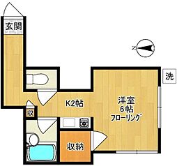 ヒルズアゼリアウエスト2 1Kの間取図画像