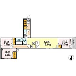 セレスティア江戸川II 1階3LDKの間取り