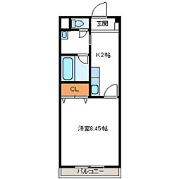 メゾンドソレイユ 1Kの間取図画像
