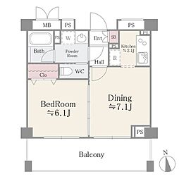 Foliage青葉台 1LDKの間取図画像