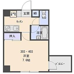 グランディヒルズ 1Kの間取図画像