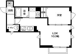 東武伊勢崎線 鐘ヶ淵駅 徒歩3分の賃貸マンション 3階1LDKの間取り