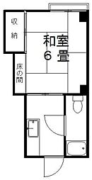 笹川荘 1階1Kの間取り