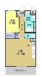 プランドールソフィアＶＩ 3階1LDKの間取り