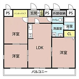 エヴァンス2 3LDKの間取図画像