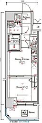 フェルクルール東京スカイテラス 1DKの間取図画像