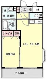 エターナル 1LDKの間取図画像