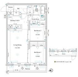 ラティエラ滝野川 4階2LDKの間取り