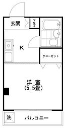 代々木フラット 1Kの間取図画像