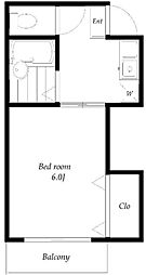 ゴールドシャイン 1Kの間取図画像