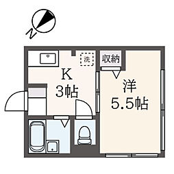 カーサブランカ 1Kの間取図画像
